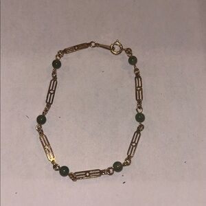 AVON Gold and Green Beaded Bracelet